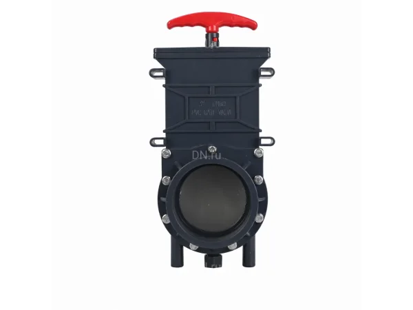 Задвижка шиберная DN.ru GVKR4344TPV-2W-G-Hт Ду200 Ру1.6 клеевая, с выдвижным штоком, материал корпуса - ПВХ (PVC), шибер - пластик ABS, уплотнение - TPV (ТПВ), с ручкой