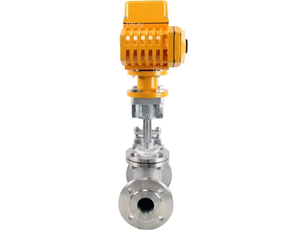 Задвижка клиновая 30нж964нж DN.ru GVWR2434M-2W-F-ОСТ Ду150 PN25 фланцевая, корпус - нержавеющая сталь 12Х18Н9ТЛ, уплотнение - металл, c ОСТ-фланцем, голым штоком, с электроприводом DN.ru MT-N-030EM-O1-380VAC-У1 380В