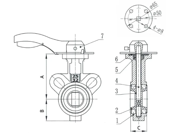 Дисковый поворотный затвор с алюминиевой рукояткой REON тип RSV81RED DN 25 / Ду 25 PN 16