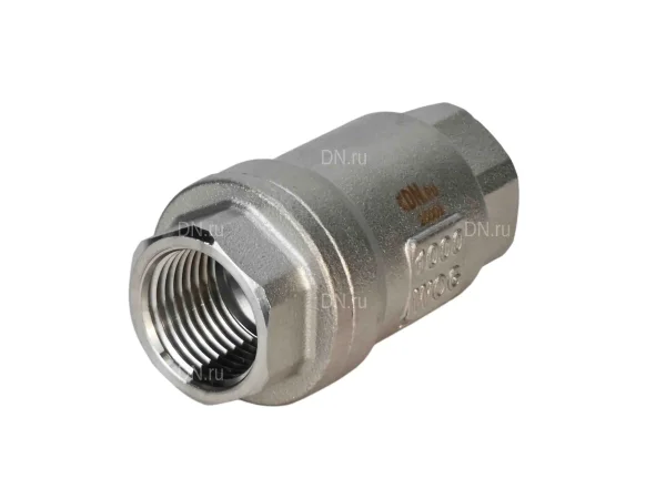 Клапан обратный DN.ru 1/2″ Ду15 PN63 резьбовой, пружинный, корпус - нержавеющая сталь CF8M/AISI 316, диск - нержавеющая сталь 316, уплотнение - металл (VCS3232-T)