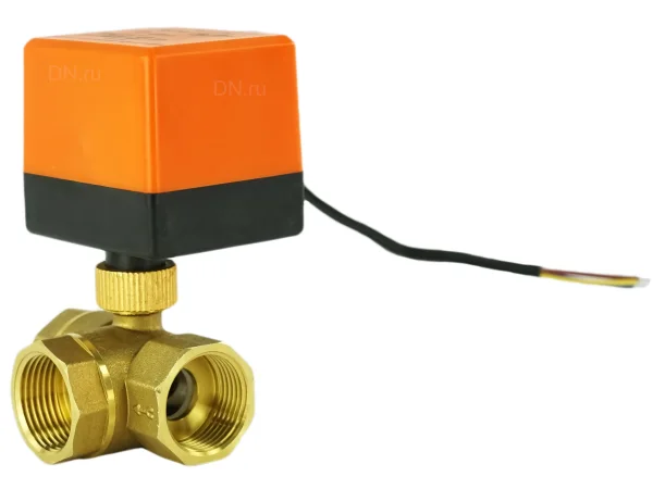 Кран шаровой DN.ru BV0030NP-SP-3T-T-ED DN 25 / Ду 25 PN 16 резьбовой латунь PTFE с электроприводом