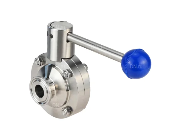 Затвор дисковый поворотный кламповый DN.ru WBV3131S-2W-C-H Ду15 PN10 корпус - пищевая нержавеющая сталь 304, уплотнение – Silicon, присоединение - кламп (clamp), с рукояткой