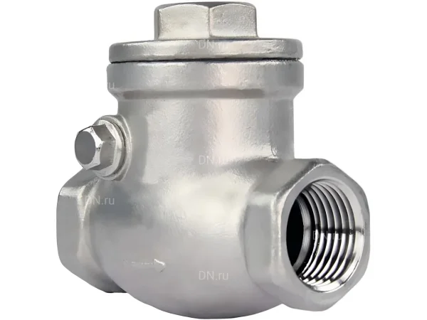 Клапан обратный поворотный DN.ru 1 1/2″ Ду40 PN16 WDVF резьбовой, корпус - нержавеющая сталь AISI 316, диск - нержавеющая сталь AISI 316, уплотнение - PTFE (VCT3232-T)