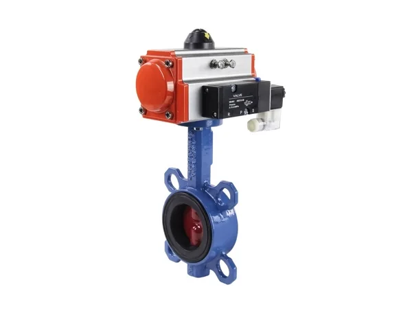 Затвор дисковый поворотный Tecofi VPI 4449 Ду250 PN16 межфланцевый, корпус - чугун GGG50, диск - нержавеющая сталь, уплотнение EPDM, с пневмоприводом DN.ru DA-140 двойного действия и пневмораспределителем 4M310-08 DC24V