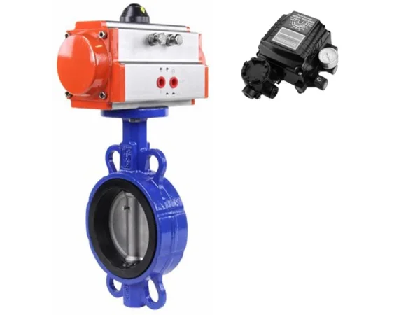 Затвор дисковый поворотный Tecofi VPI 4449 Ду250 PN16 межфланцевый, корпус - чугун, диск - нержавеющая сталь, с пневмоприводом DN.ru DA-140 двойного действия и с электропневматическим поворотным позиционером DN.ru YT-1000RSN без обратной связи
