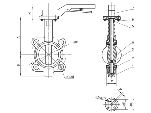Дисковый поворотный затвор с чугунной рукояткой REON тип RSV80-T DN 40 / Ду 40