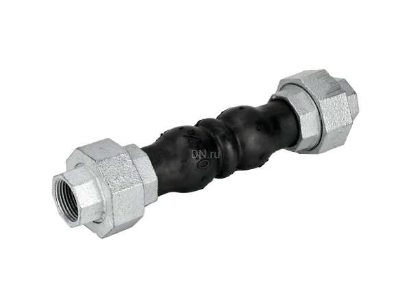 Компенсатор резиновый DN.ru CR-N17-T Ду15 PN10/16, резиновая вставка (корпус) - NBR, тип присоединения - резьбовой, материал резьбовых элементов - чугун оцинкованный