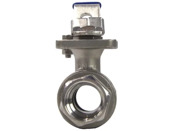 Кран шаровой DN.ru BV3232P(2pc)-FP-T-ISO-H Ду20 Ру63 полнопроходной двухходовой, нержавеющая сталь 316, внутренняя резьба, уплотнение - PTFE, с ISO-фланцем и рукояткой, 9х9, F03/F04