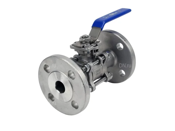 Кран шаровой DN.ru BV3232P(3pc)-FP-F-ISO-H Ду25 Ру40, полнопроходной, трехсоставной, нержавеющая сталь 316, уплотнение - PTFE, фланцевый, с ISO-фланцем,  11х11,  F04/F05