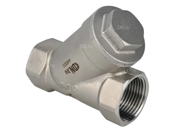 Клапан обратный DN.ru 1/4″ Ду8 PN40 Y-образный, резьбовой, пружинный, корпус - нержавеющая сталь 316, диск - нержавеющая сталь 316, уплотнение - PTFE (VCSY3232P-T)