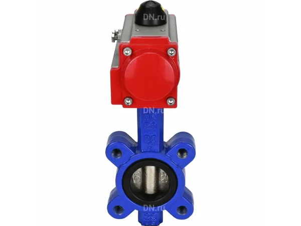 Затвор дисковый поворотный DN.ru Ду50 Ру16 LUG корпус - чугун QT450, диск - чугун QT450, уплотнение - NBR, с пневмоприводом DN.ru PA-DA-065 (WBV1616N-2W-Fb-H)