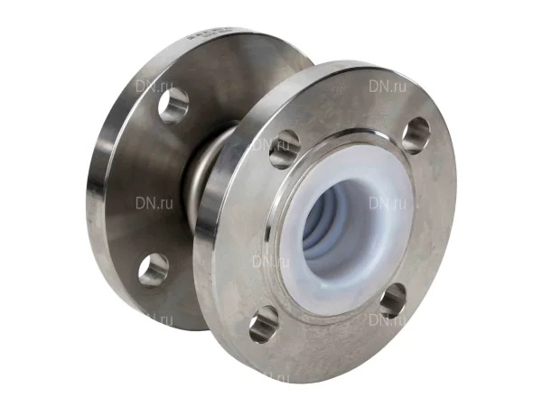 Компенсатор сильфонный осевой DN.ru CB-3232P-F Ду50 PN16 фланцевый, сильфон - нержавеющая сталь SS316, уплотнение - PTFE, футерованный, осевой ход 30мм