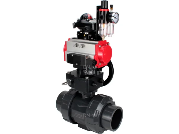 Кран шаровой DN.ru BV4242E-FP-GRM-ISO DN 100 / Ду 100 PN 10 резьбовой НПВХ EPDM с пневмоприводом