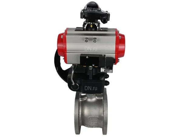 Кран шаровой DN.ru BV3232P-FP-Fb-ISO-H Ду65 Ру16, корпус - сталь 316, уплотнение - PTFE, полнопроходной, межфланцевый с пневмоприводом DN.ru PA-DA-083, ручным дублером MON2-450-T28-ISO, пневмораспределителем 4M310-08 AC220V и БКВ APL-210N