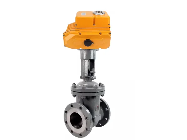 Задвижка клиновая 30с964нж DN.ru GVWR2121M-2W-F-ОСТ Ду200 PN25 фланцевая, корпус - сталь 25Л, материал клина - сталь 25Л, уплотнение - металл, GAIR, с электроприводом DN.ru MT-N-030EM-О1-380VAC-У1