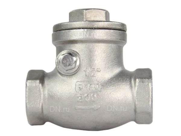 Клапан обратный DN.ru 1/2″ Ду15 Ру16 муфтовый, поворотный, корпус - нержавеющая сталь CF8M/AISI 316, диск - нержавеющая сталь AISI 316, уплотнение - PTFE (VCT3232-T)