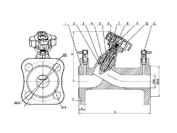 Балансировочный клапан фланцевый REON тип RSV55 DN 15-32 DN 15 / Ду 15