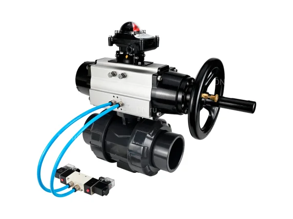 Кран шаровой DN.ru BV4242E-FP-GRM-ISO DN 50 / Ду 50 PN 10 резьбовой НПВХ EPDM с пневмоприводом