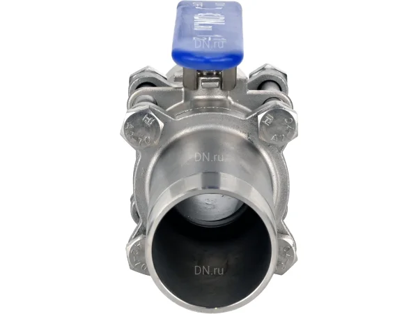 Кран шаровой DN.ru BV3131P(3pc)-FP-W-H LONG Ду10 Ру63 HYMT нержавеющая сталь CF8/AISI 304, полнопроходной, трехсоставной, уплотнение - PTFE, под приварку, с рукояткой