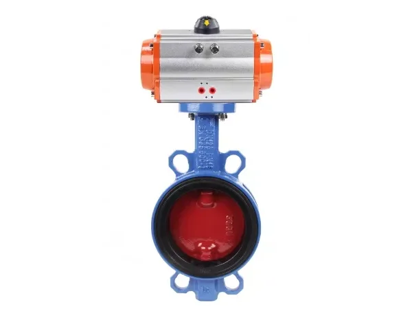 Затвор дисковый поворотный Tecofi VPI 4449 Ду250 PN16 межфланцевый, корпус - чугун GGG50, диск - нержавеющая сталь, с пневмоприводом DN.ru DA-140 двойного действия