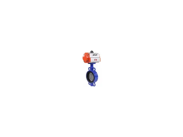 Затвор дисковый поворотный DN.ru WBV1132N-2W-Fb-H Ду40 PN16, корпус - чугун GG25, диск - нержавеющая сталь 316L, уплотнение - NBR, с пневмоприводом DN.ru PA-DA-052 двойного действия