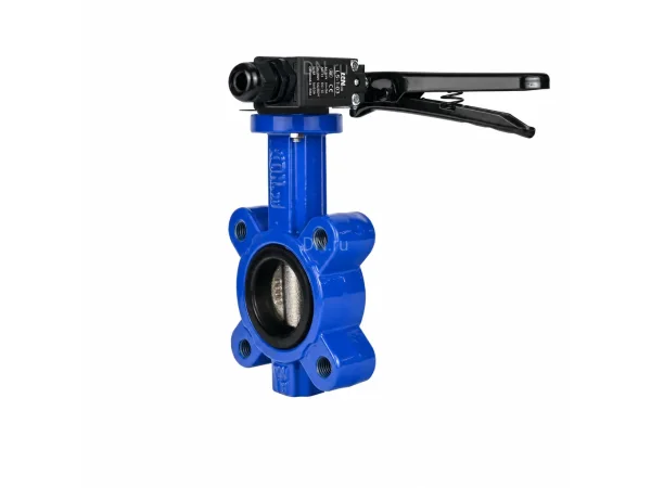 Затвор дисковый поворотный DN.ru WBV1616N-2W-Fb-H Ду100 PN16 LUG межфланцевый, корпус - чугун QT450, диск - чугун QT450, уплотнение - NBR, с рукояткой и двумя концевыми датчиками LS-103 250В