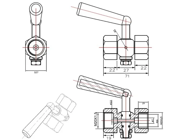 Кран под манометр ABRA VFM20-FMFM (VFM20I15MM) внутр.М20х1,5/внутр.М20х1,5