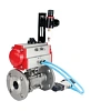 Кран шаровой DN.ru BV3232P(3pc)-FP-F-ISO-H Ду20 Ру40, трехсоставной полнопроходной фланцевый, нержавеющая сталь SS316, уплотнение - PTFE, с пневмоприводом PA-DA-052 двойного действия, с пневмораспределителем 4V320-08 220В, с БПВ AFC2000 Нижний Новгород