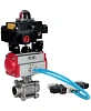 Кран шаровой DN.ru BV3232P(3pc)-FP-W-ISO-H Ду25 Ру63, полнопроходной под приварку, нержавеющая сталь SS316, уплотнение - PTFE, с пневмоприводом PA-DA-052 двойного действия, с пневмораспределителем 4V320-08 220В, с БКВ APL-410N EX Нижний Новгород