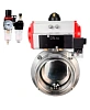 Затвор дисковый поворотный DN.ru WBV3131E-2W-T-H Ду40 Ру10 резьбовой, пищевая нержавеющая сталь 304, уплотнение – EPDM, с пневмоприводом DN.ru PA-DA-052, пневмораспределителем DN.ru 4М310-08 24В NAMUR и БПВ DN.ru AFC2000 Нижний Новгород