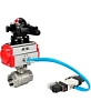 Кран шаровой DN.ru BV3232P(2pc)-FP-T-ISO-H Ду15 Ру63, полнопроходной внутреннняя резьба, нержавеющая сталь SS316, уплотнение - PTFE, с пневмоприводом PA-DA-052 двойного действия, с пневмораспределителем 4V320-10 220В, с БКВ APL-210N Нижний Новгород