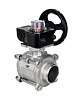 Кран шаровой DN.ru BV3232P(3pc)-FP-W-ISO-H Ду10 Ру63 полнопроходной двухходовой, нержавеющая сталь SS316, под приварку, уплотнение - PTFE, с ISO фланцем и редуктором DN.ru HGB RQN1-180Z с индикатором положения Нижний Новгород