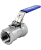 Кран шаровой DN.ru BV3232P-SP-T-H Ду25 Ру63 стандартнопроходной двухходовой, нержавеющая сталь SS316, внутренняя резьба, уплотнение - PTFE, ручка-рычаг Нижний Новгород